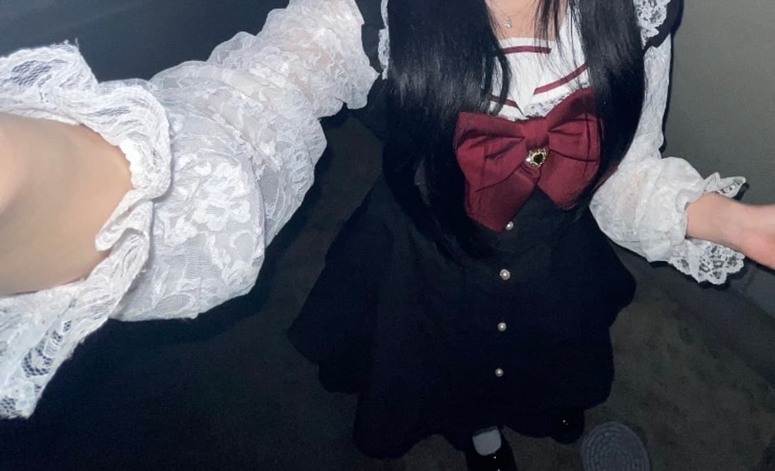 시크릿허니 레이스 세일러 셋업 블랙 지뢰계 상품이미지3