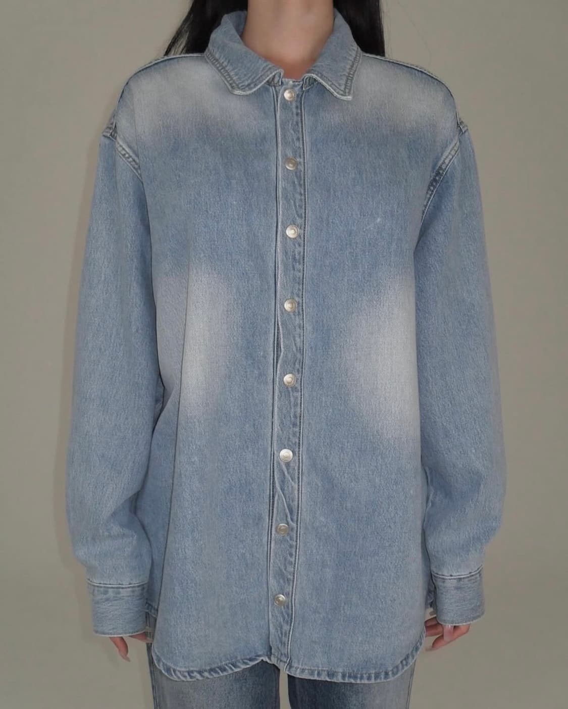 페일제이드 빈티지 데님 오버사이즈 셔츠 파인체리 상품이미지5
