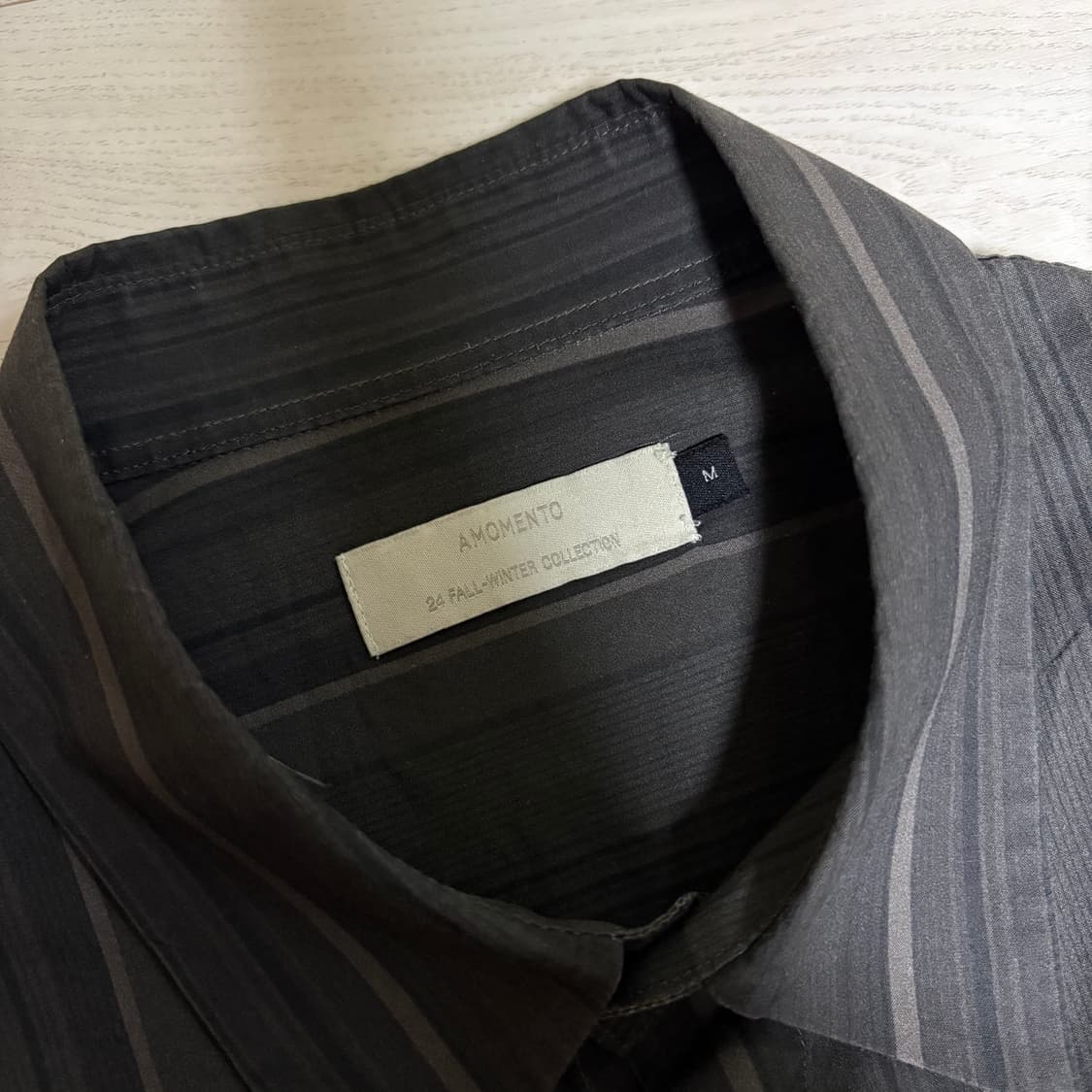 24fw 아모멘토 스트라이프 스퀘어 포켓 오버사이즈 셔츠 브라운 상품이미지5