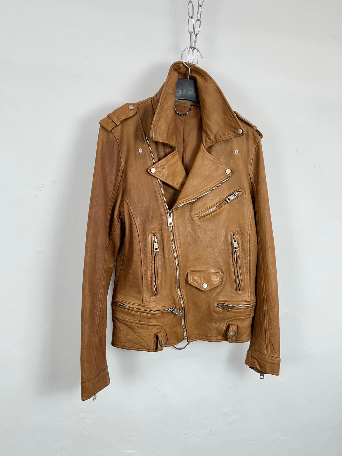 Multi-Zip Detail Lambskin Leather Jacket 상품이미지1