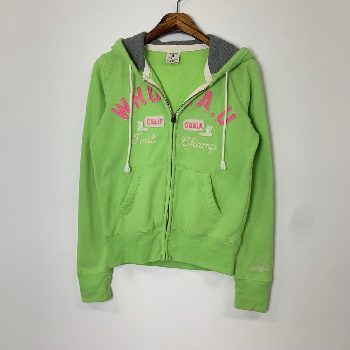 후아유 y2k 와투케 연두색 후드집업 상품이미지2