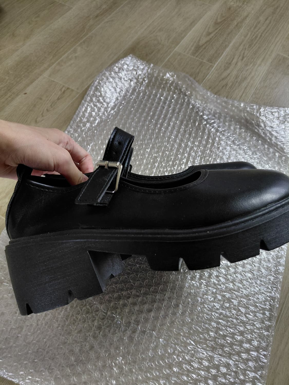 체크 안감 메리제인 통굽구두 250 상품이미지2