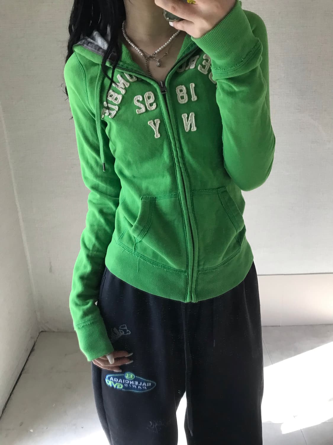 아베크롬비 라이트그린 슬림핏 후드집업 상품이미지1