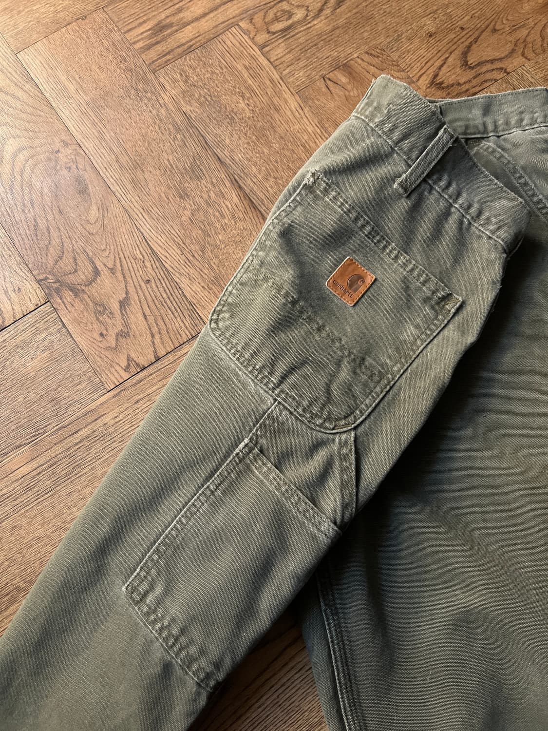 [34]칼하트 USA 빈티지 워싱 모스그린 싱글니 카펜터 워크 팬츠 상품이미지6