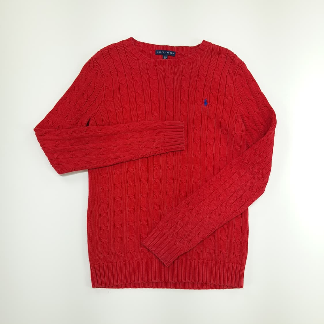 CN745W M 폴로 랄프로렌 레드 라운드 케이블 긴팔 니트 스웨터 상품이미지2