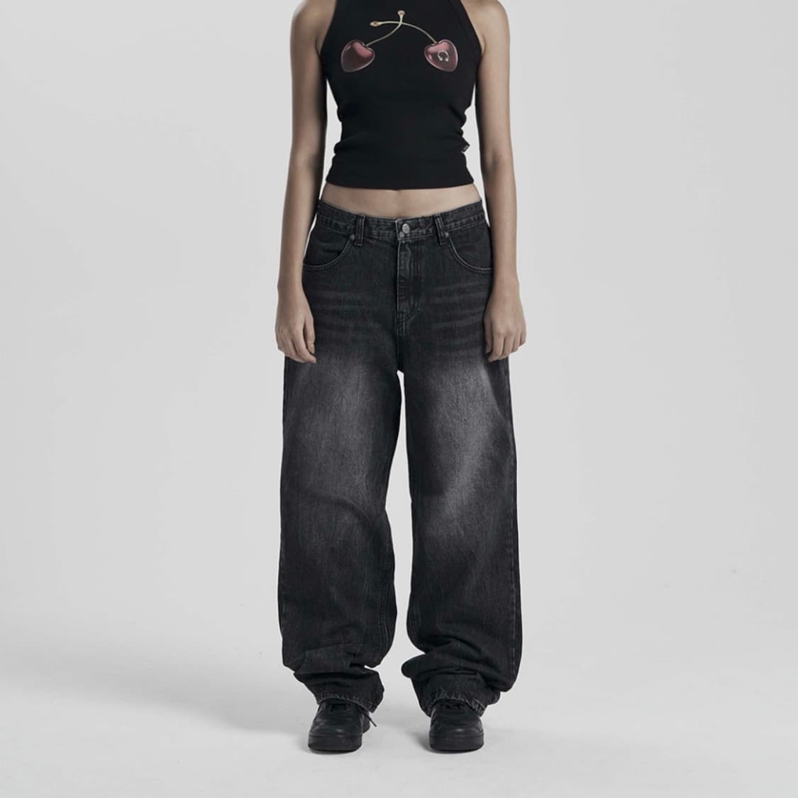 Nas raw wide denim in black 상품이미지3