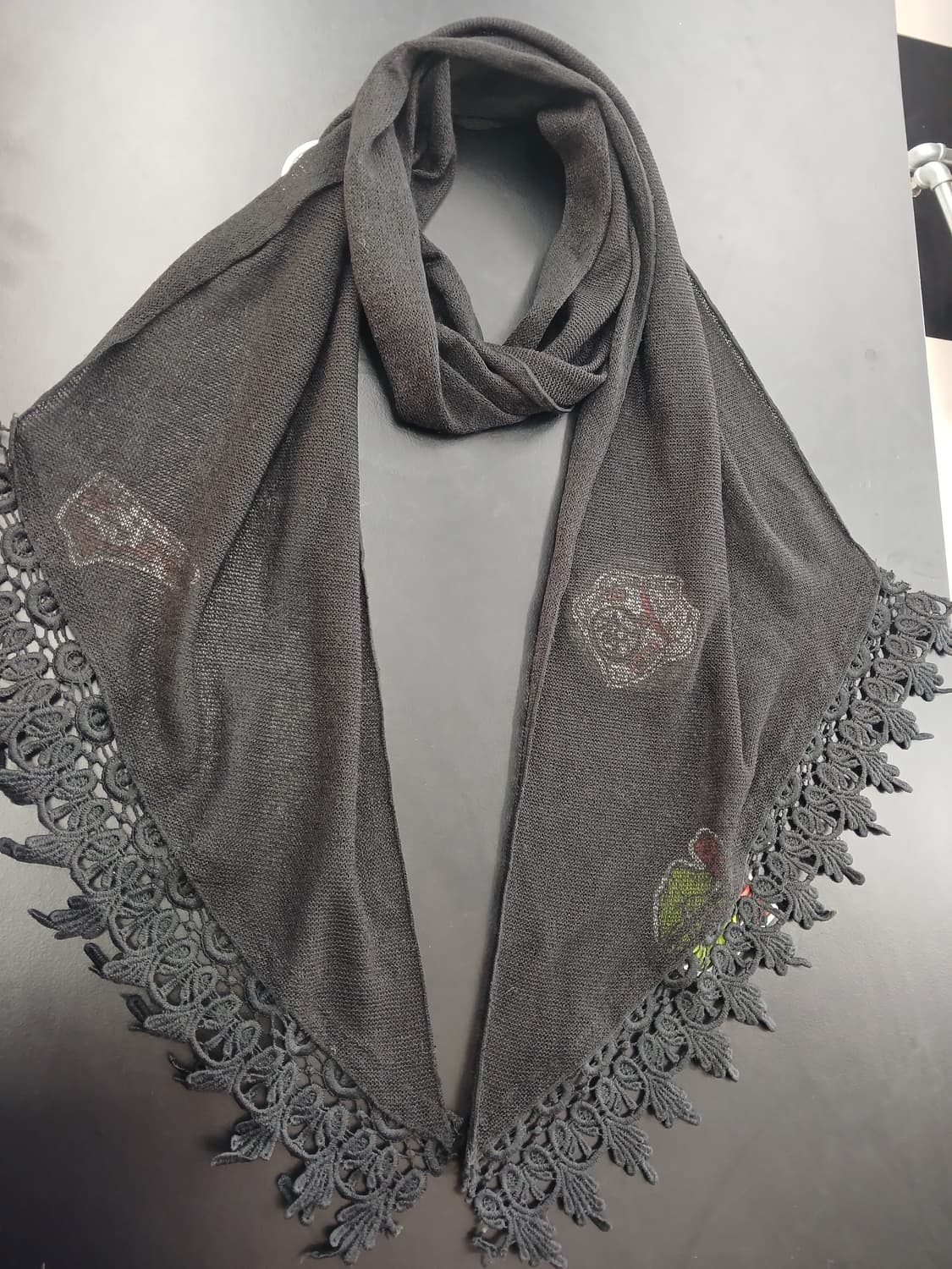 갸루 블랙자수 스카프 상품이미지1