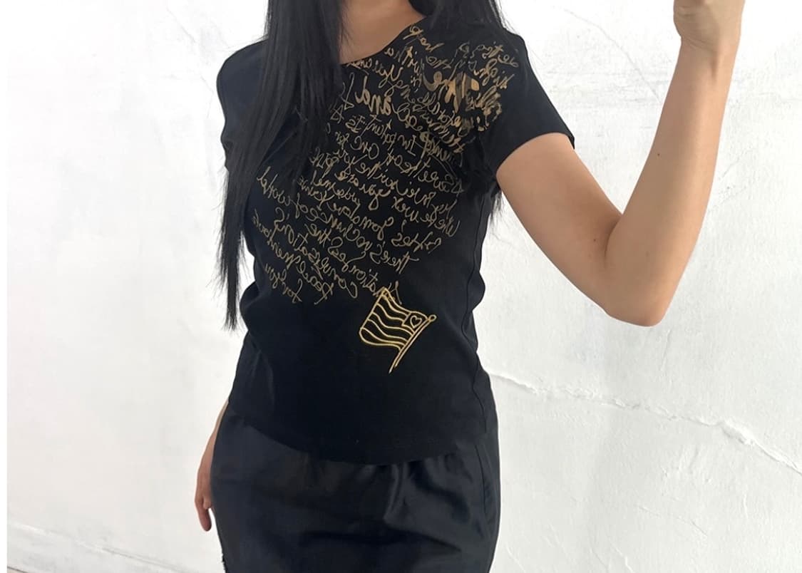 Gold Lettering Black half top 상품이미지7