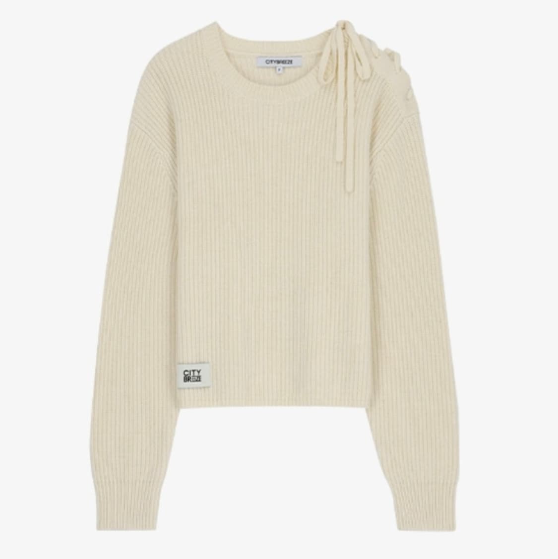 [새상품] 시티브리즈 캐시미어 숄더 레이스업 니트 아이보리 상품이미지5