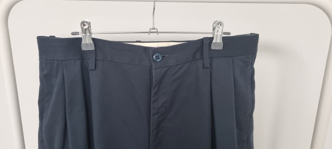 와코마리아 25SS 더블 플리츠 치노 팬츠 네이비 XL 상품이미지3