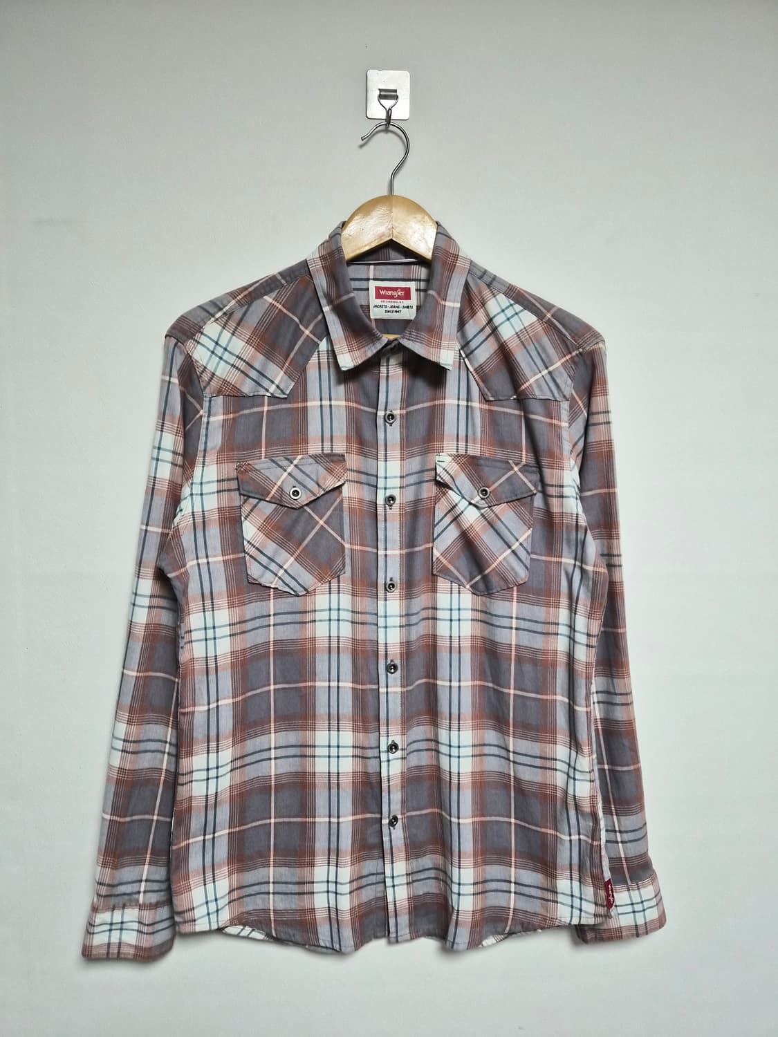 랭글러Wrangler 체크 웨스턴 셔츠 M사이즈 - S311 상품이미지1