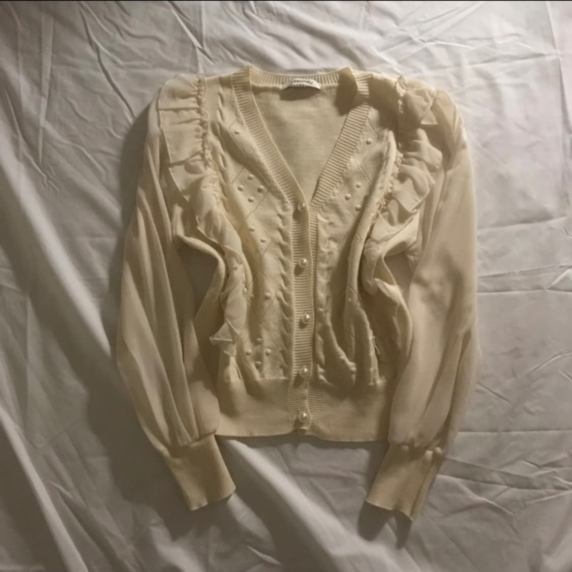 프릴 레이스 니트 가디건 상품이미지1