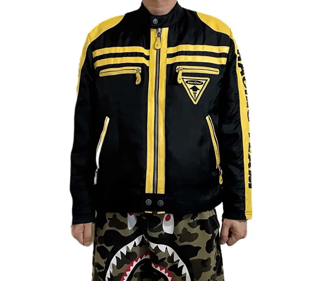 인터크루  레이싱 바람막이 레더믹스 나일론 바이커자켓 상품이미지1