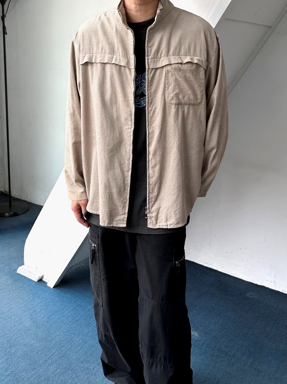 Design check shirket zip blouson 상품이미지7