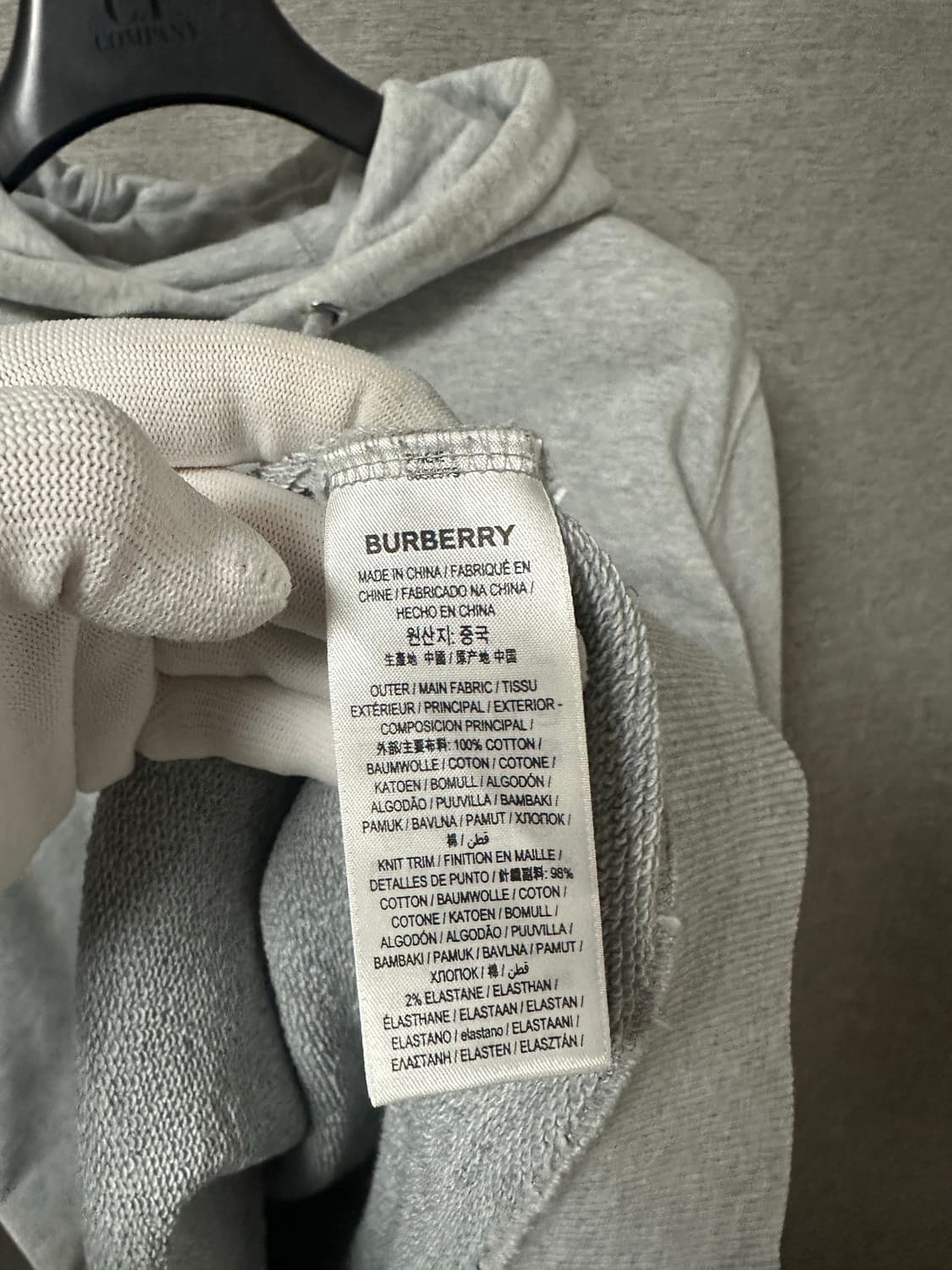 (M) 버버리 레터링로고 후드티 그레이 상품이미지5
