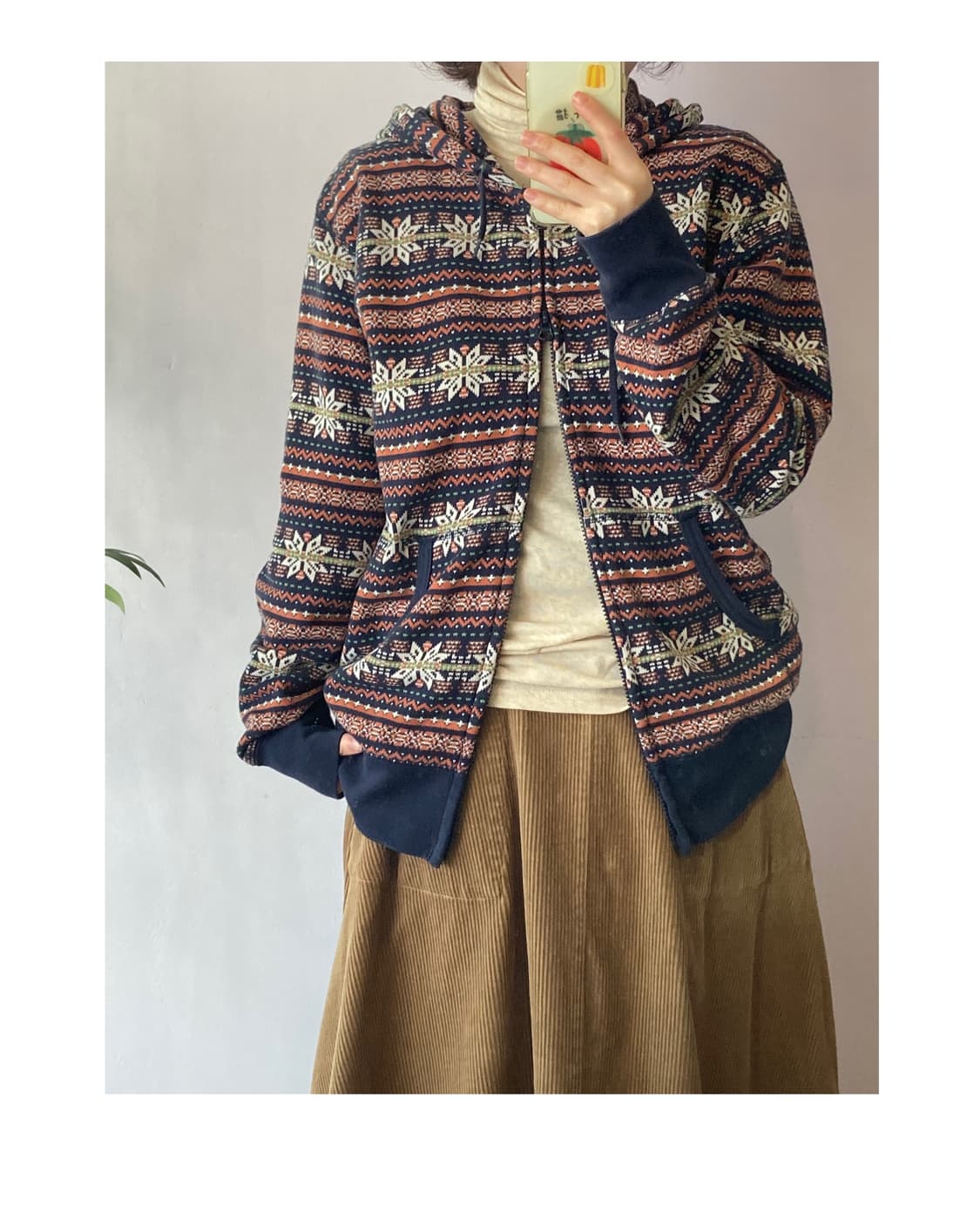 일본빈티지) 눈꽃패턴 후드집업 상품이미지7