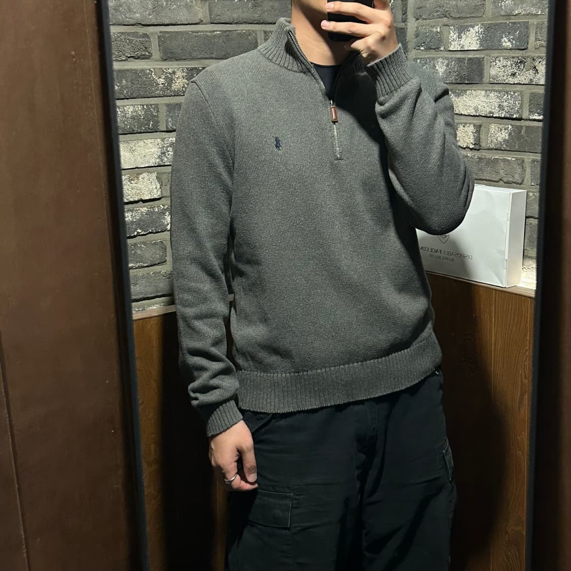 L) 폴로 랄프로렌 반집업 풀오버 헤비코튼 니트 그레이 상품이미지8