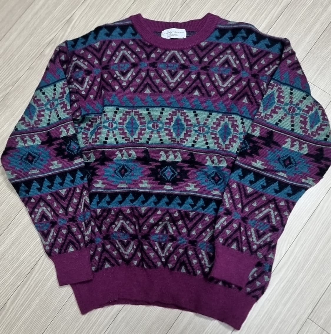 일본제90's Cassidy homme빈티지 패턴 니트 퍼플(100) 상품이미지1