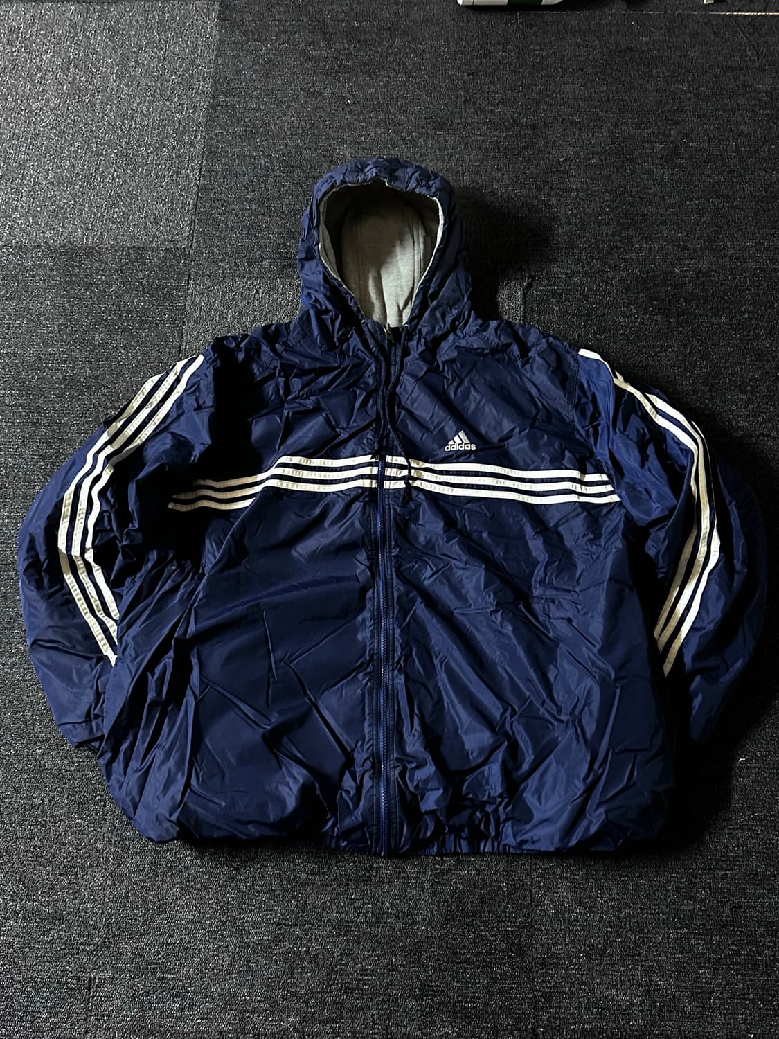90's 아디다스 리버시블 빅로고 자수 후드점퍼 상품이미지3