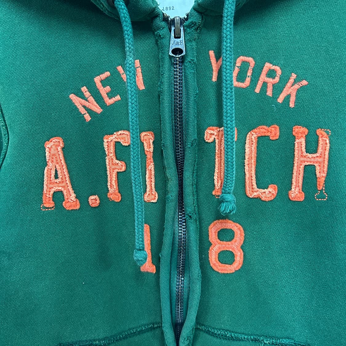 아베크롬비 y2k 자수로고 그린 후드집업 상품이미지3