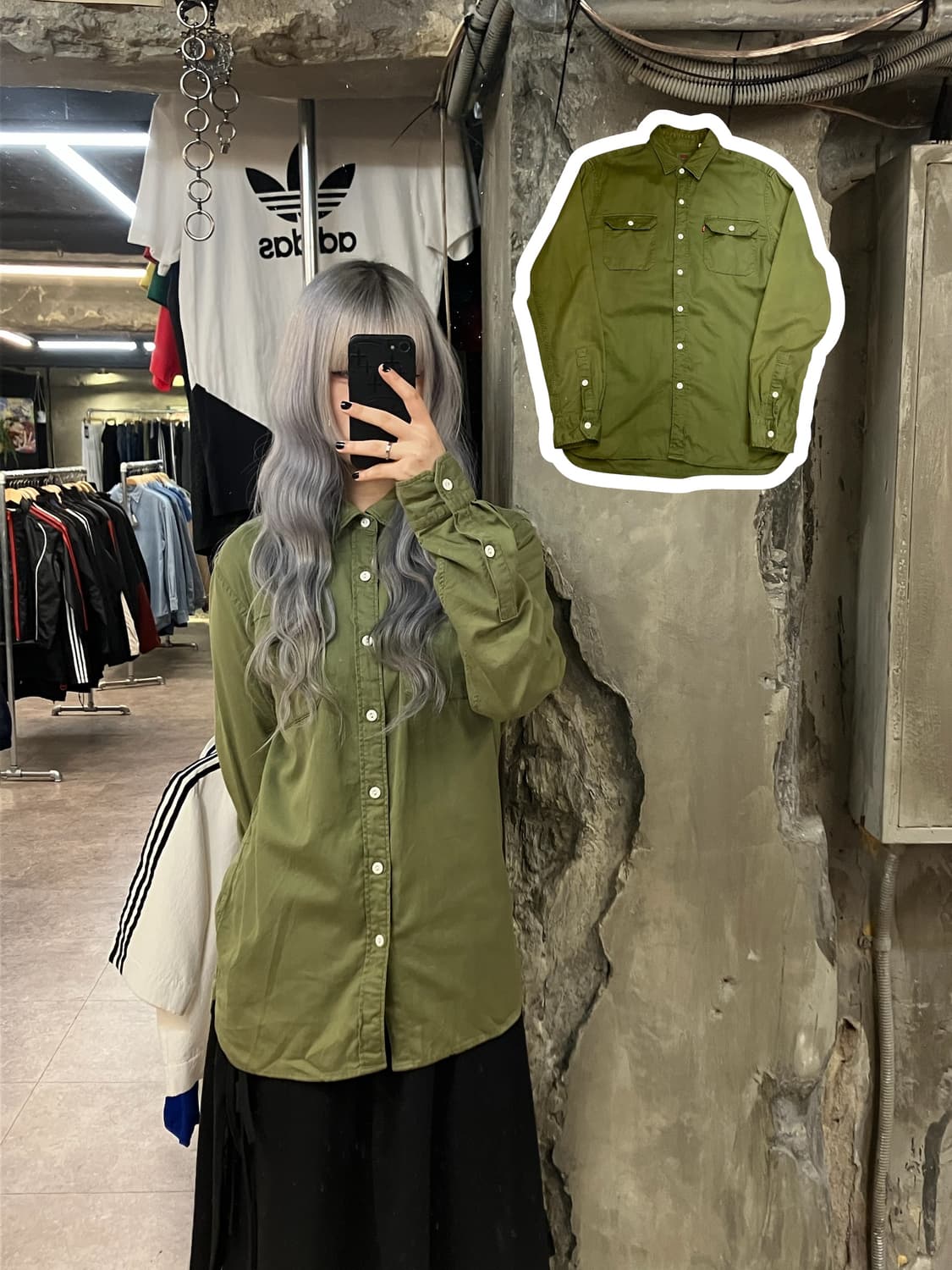 리바이스 셔츠 카키 M #csz2606 상품이미지1