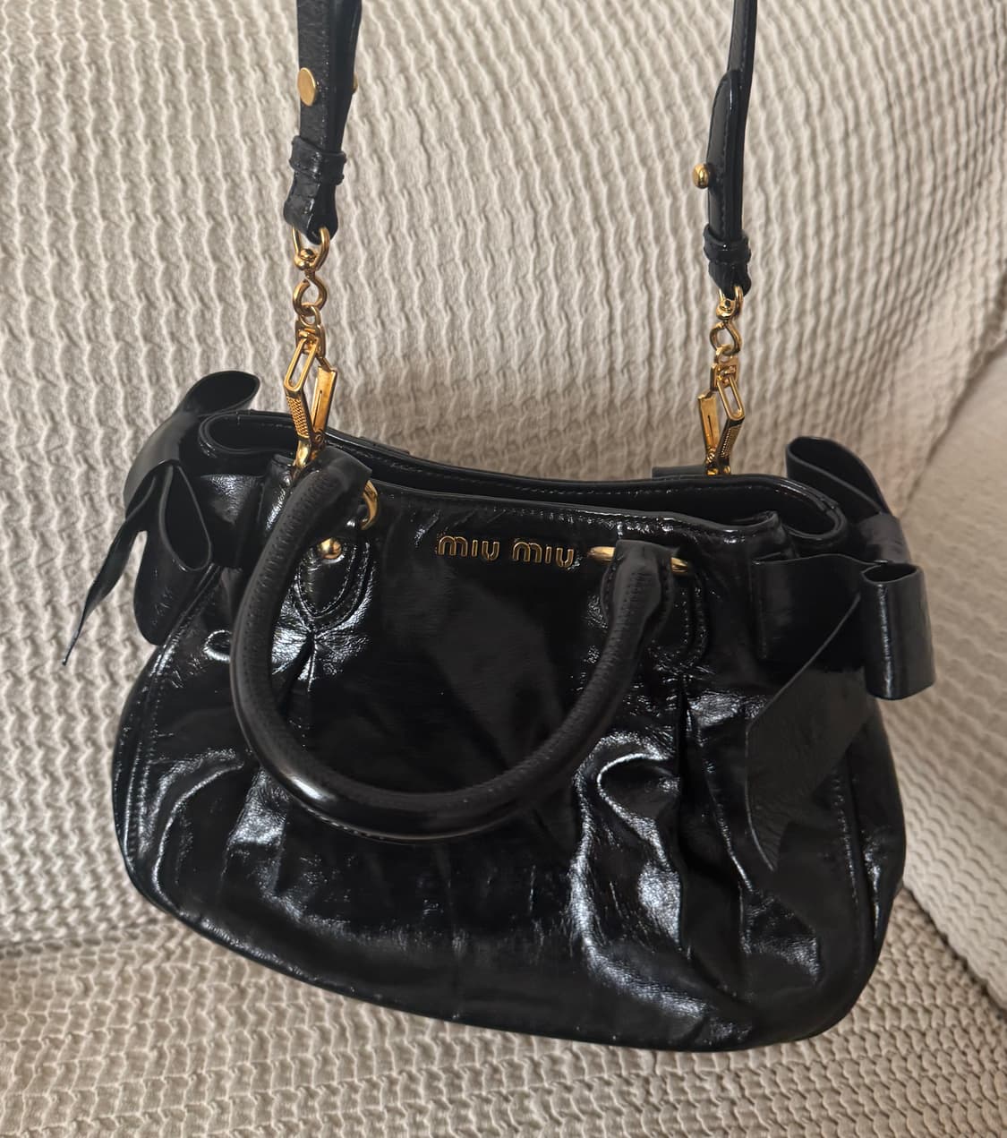 미우미우 비텔로럭스 보우 미니스몰 사첼백 토트백 상품이미지8