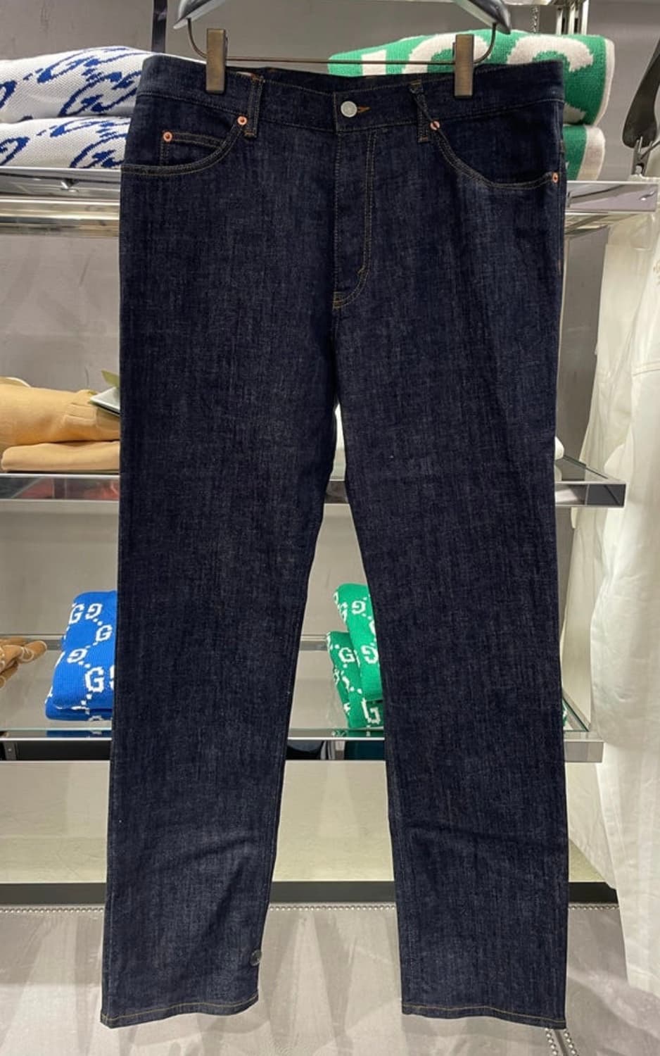 남성 구찌 레귤러핏 워시드 다크블루 데님 상품이미지1