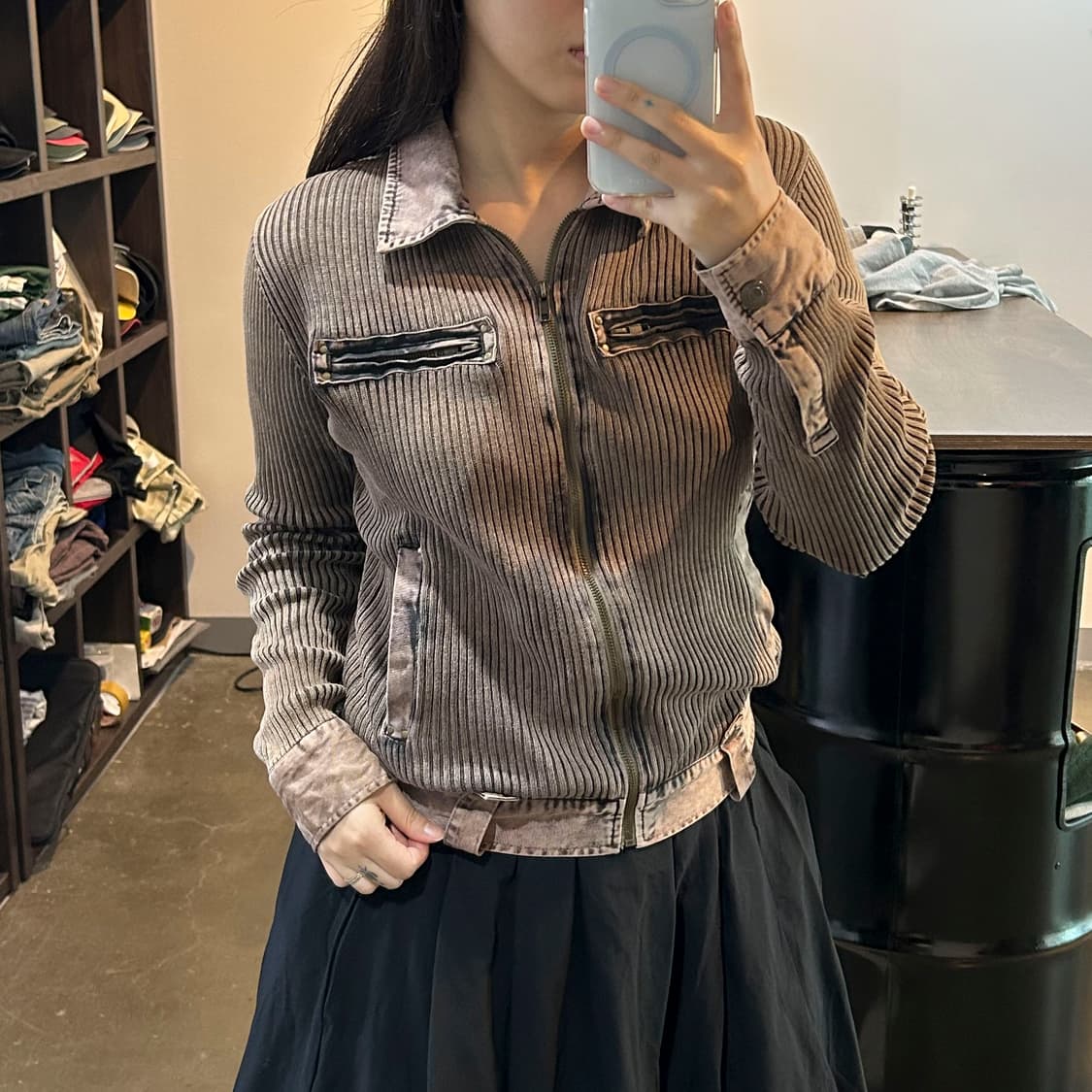 브라운 워싱 포켓 집업 자켓 상품이미지7