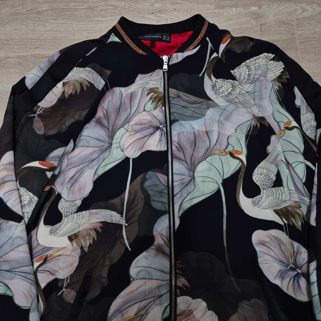 자라 플라워 프린팅 누빔 안감 롱 져지 집업 자켓 L-XL 상품이미지2