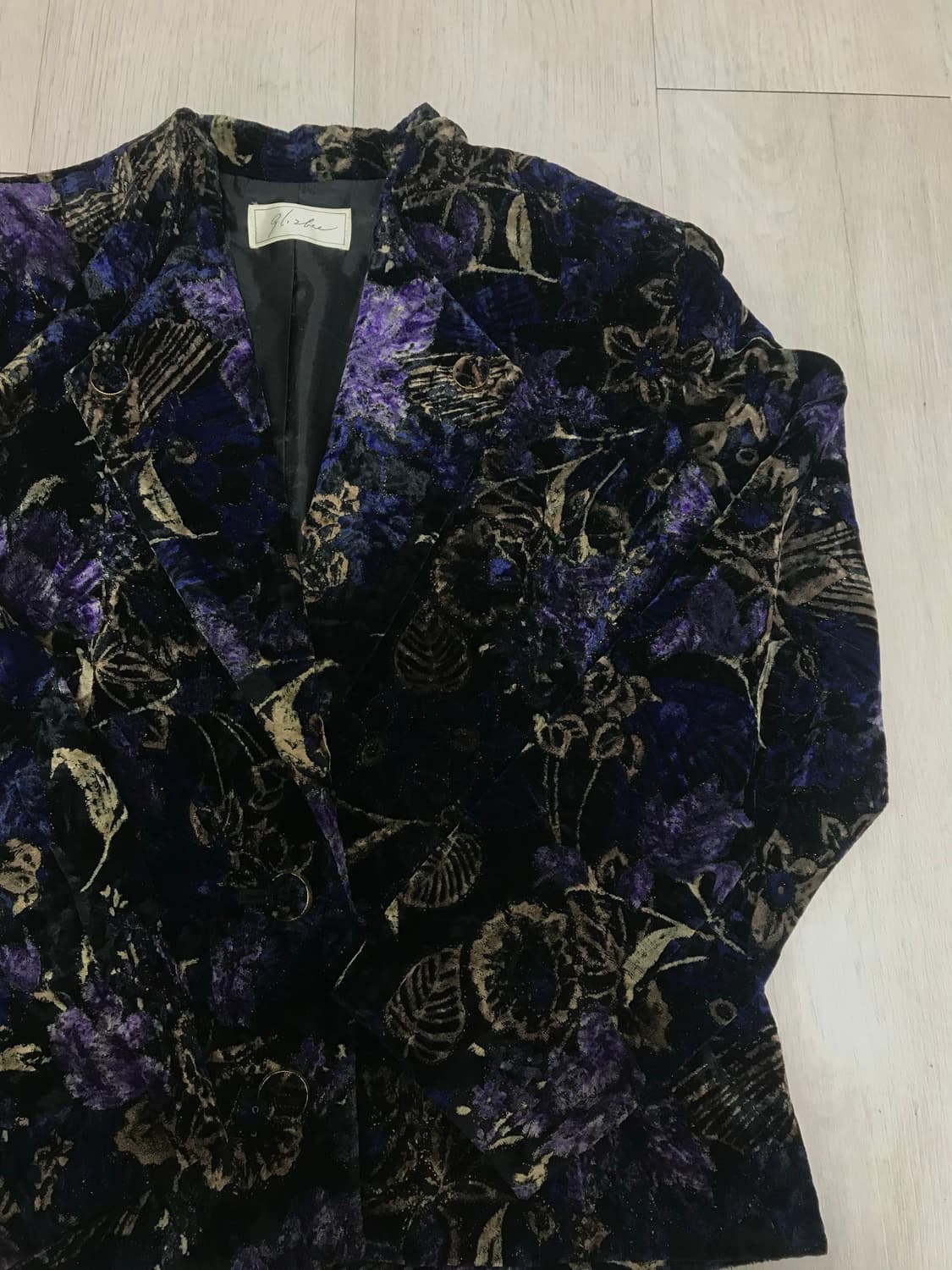 퍼플(보라) 플라워 꽃 벨벳 자켓(잠바) 상품이미지2