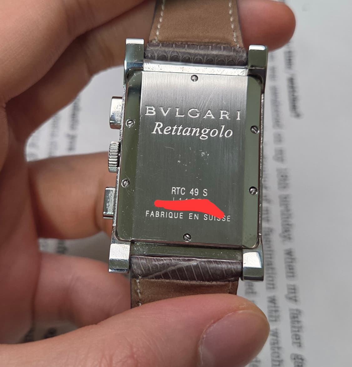 레어] 불가리 렉탕골로 화이트판 사각탱크 크로노그래프 라지스틸 쿼츠  상품이미지5