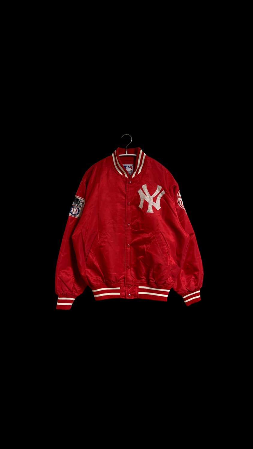 90s 뉴욕 양키스 레드 새틴 봄버 자켓 상품이미지1