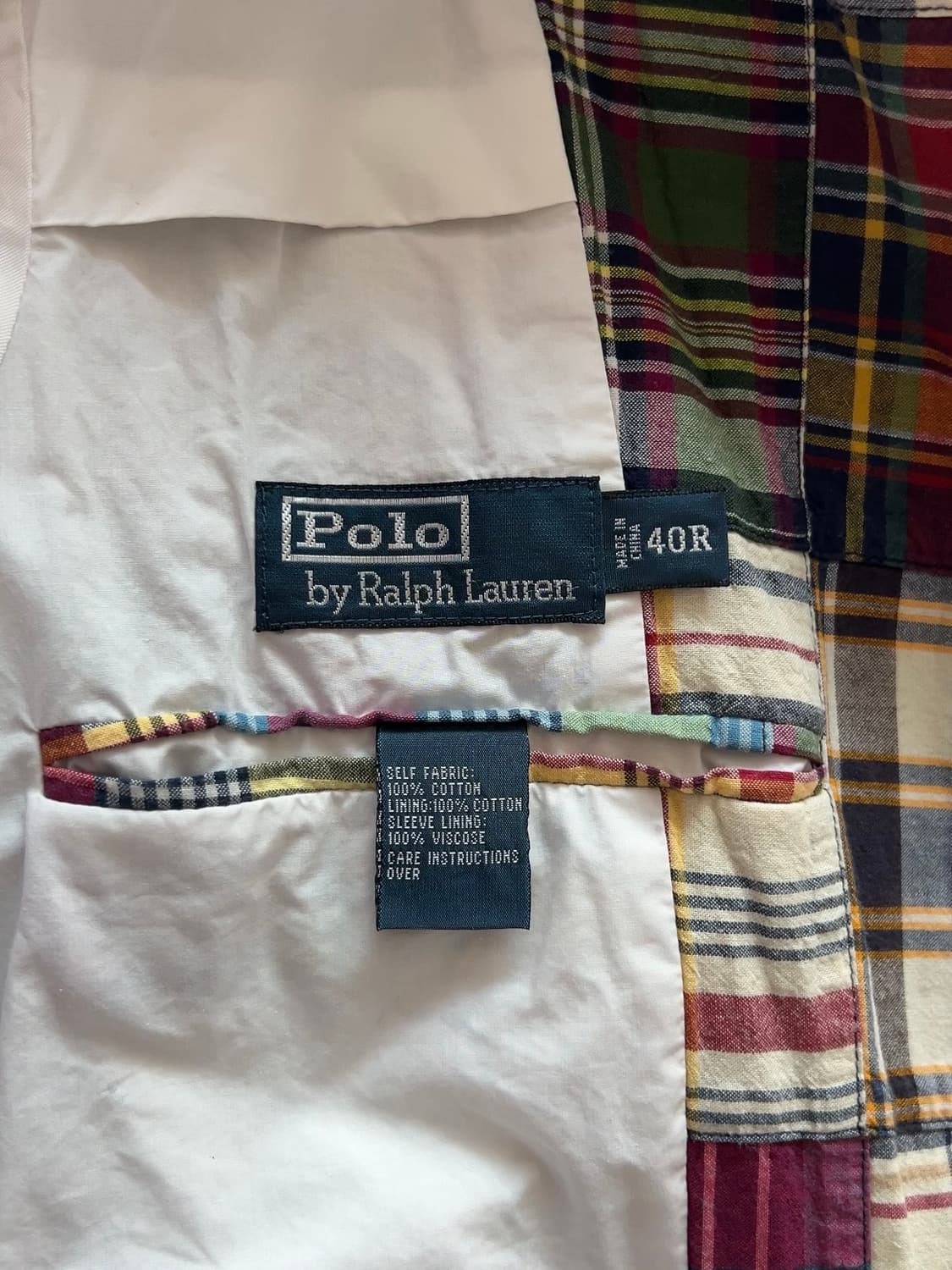 폴로 랄프로렌 마드라스 체크 블레이져 40R 상품이미지5