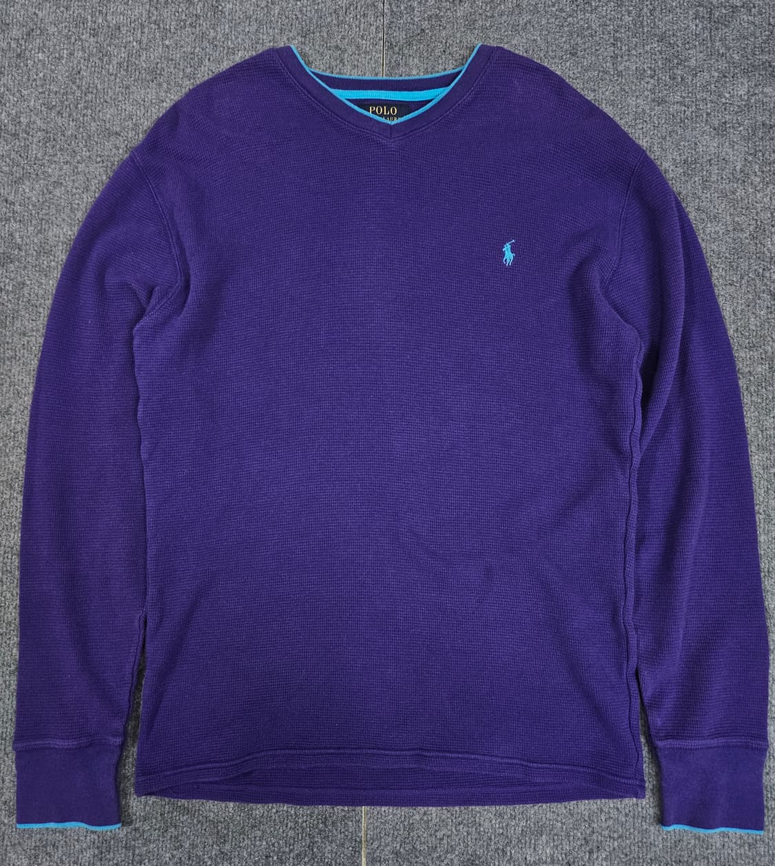 폴로 랄프로렌 퍼플 와플 니트 브이넥 급처 상품이미지1