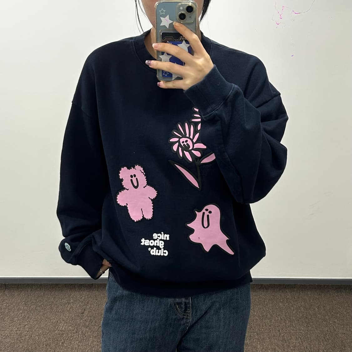 Nice ghost club 나이스 고스트 클럽 네이비 맨투맨 상품이미지1