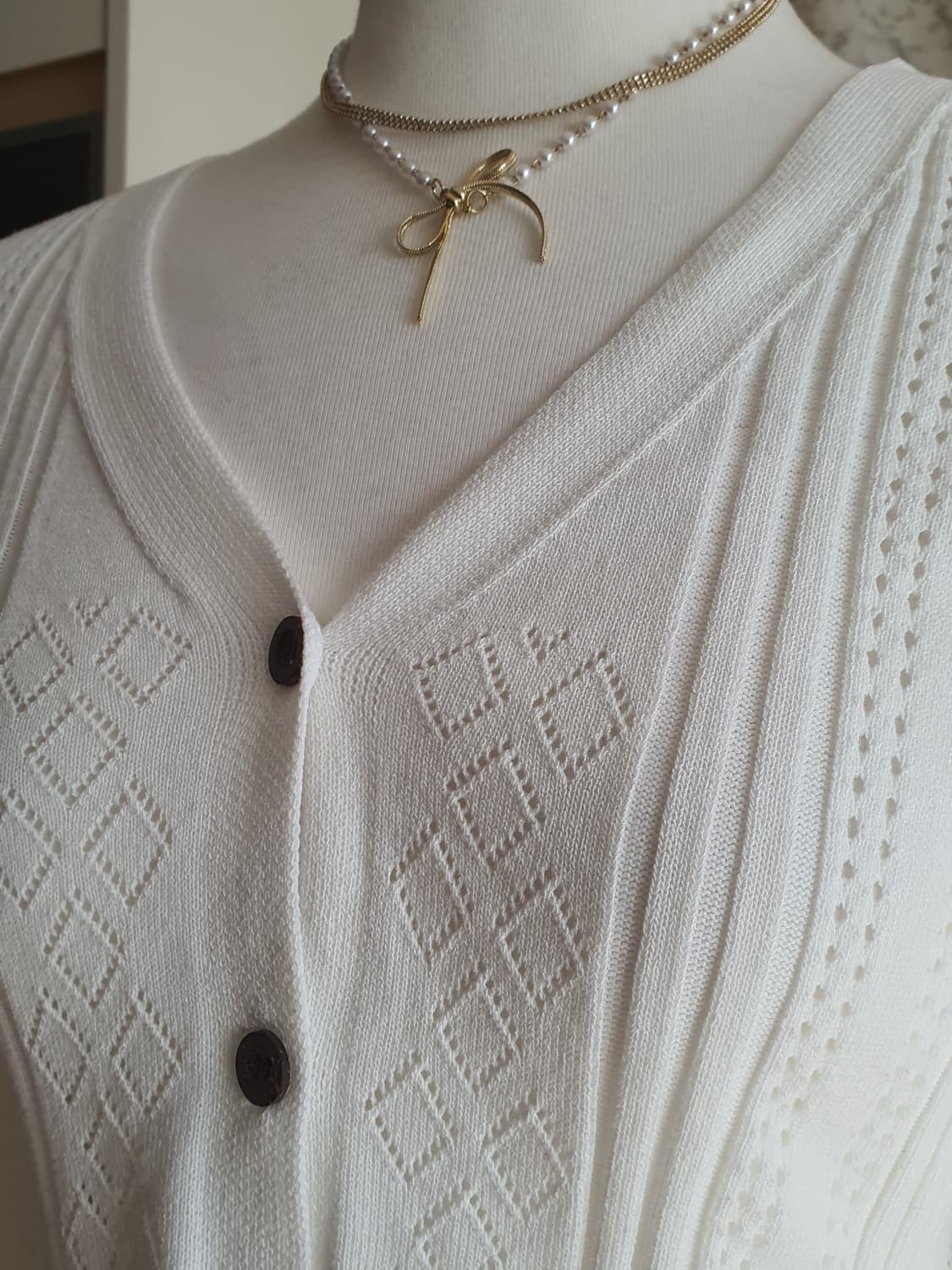 [빈티지] 여리핏 화이트 크롭 니트 가디건 상품이미지3