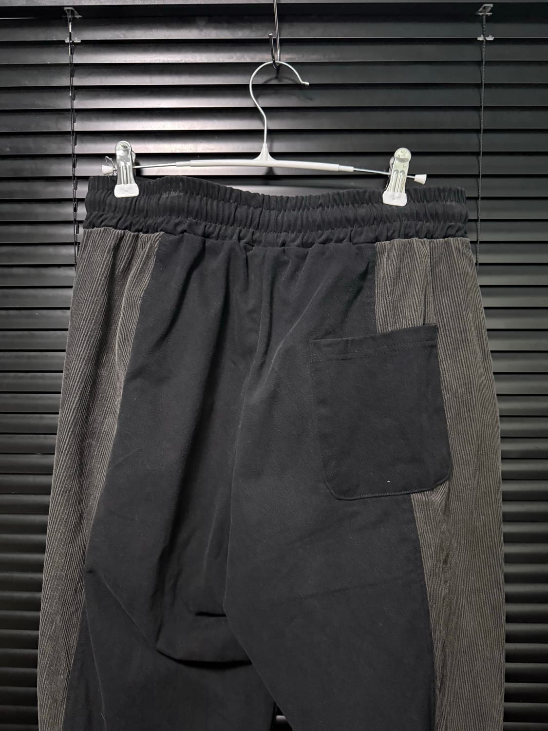 이넥시스 코듀로이 골덴 절개 블랙 차콜 배색 밴딩 와이드 통바지 끈 30 상품이미지5