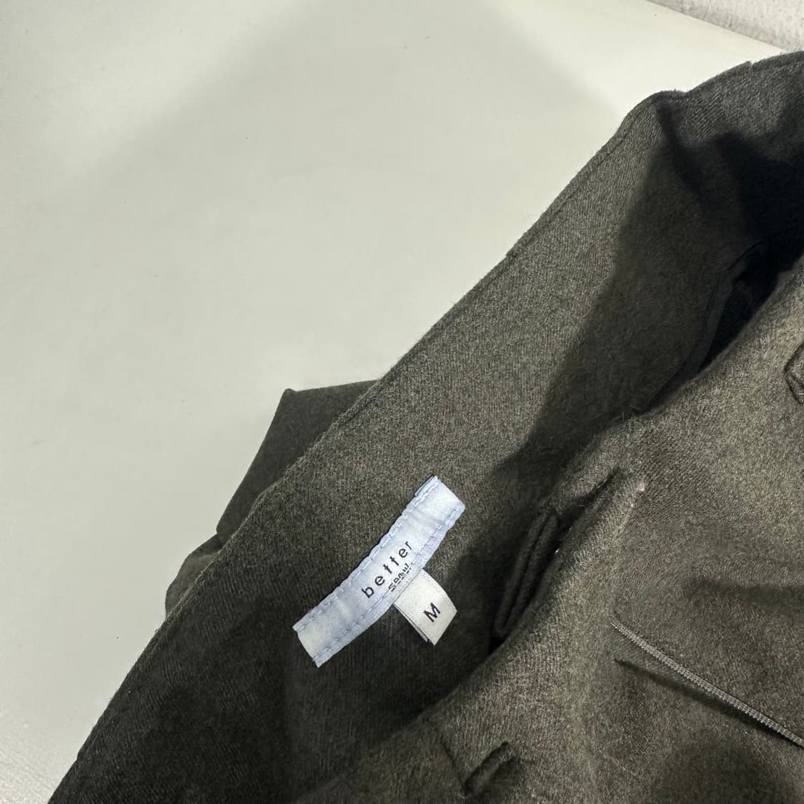 M VTG 다크브라운 투턱 벨티드 울 슬랙스 상품이미지2