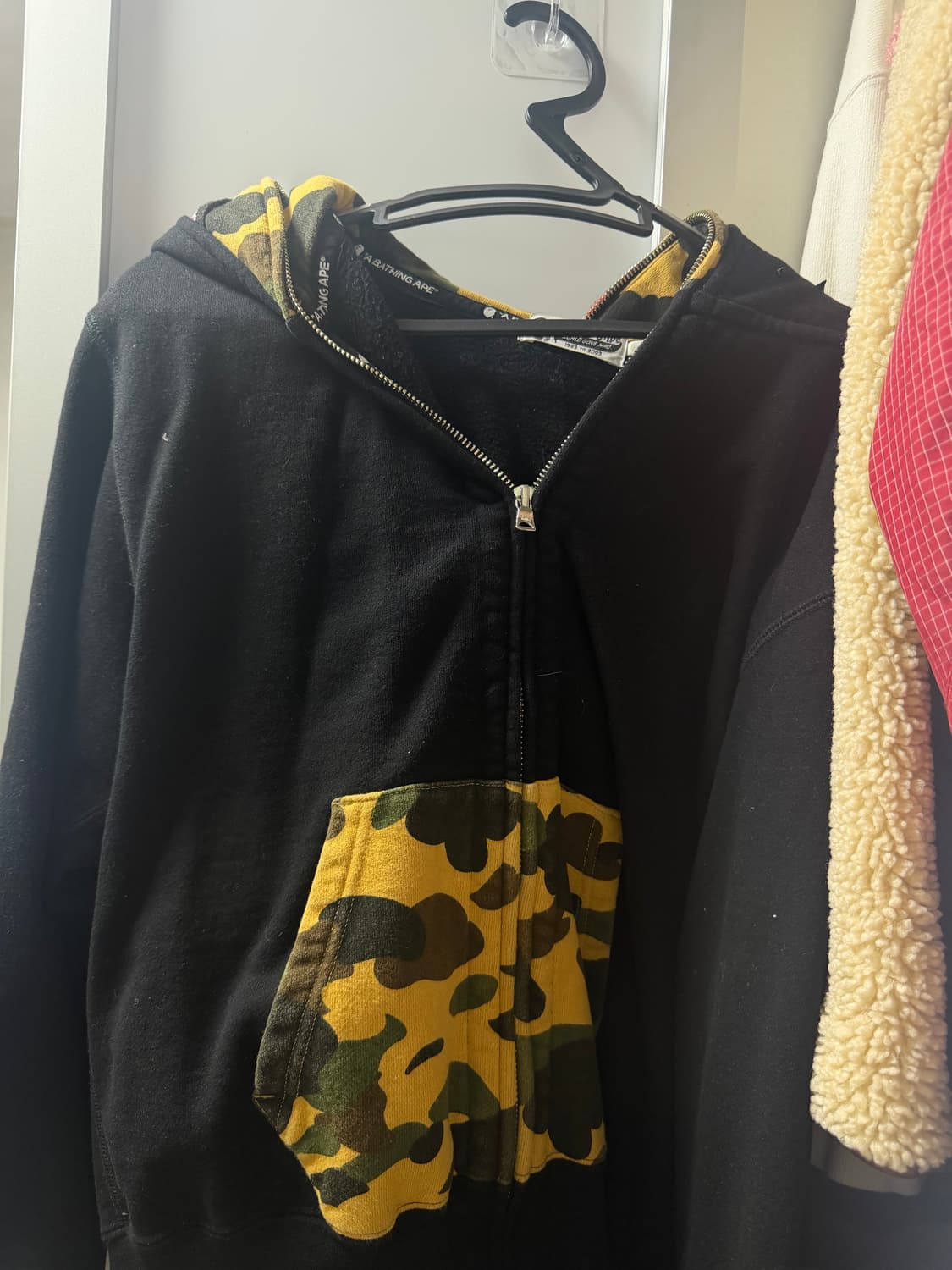 베이프 샤크 카모 더블 후드집업 블랙 s 판매합니다 상품이미지2
