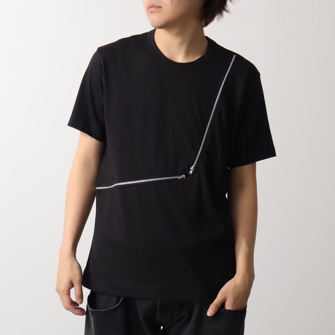 [M,XL]꼼데가르송 26ss 지퍼 티셔츠/블랙 상품이미지1