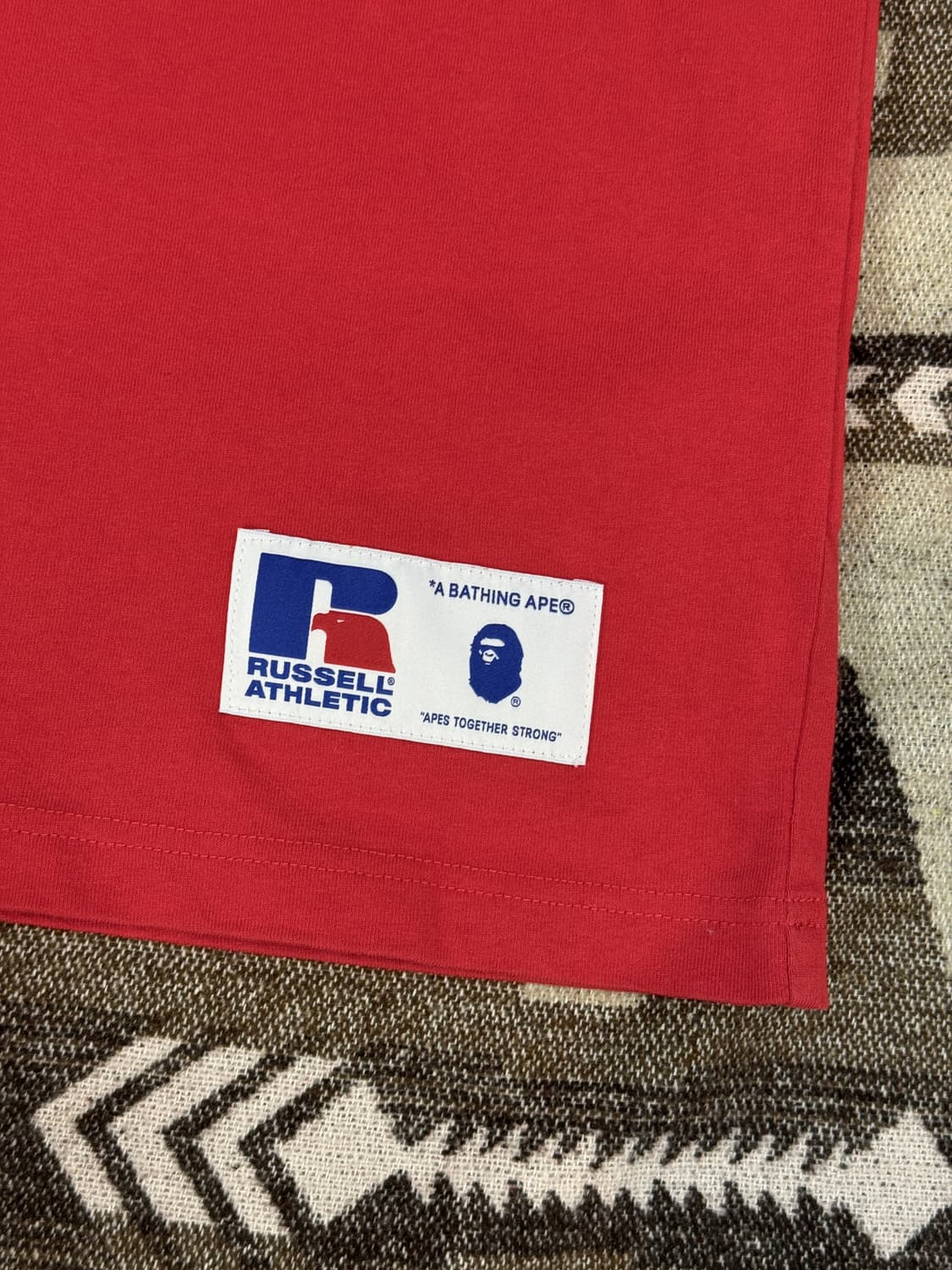베이프x러셀 콜라보 반팔 레드 L 상품이미지4