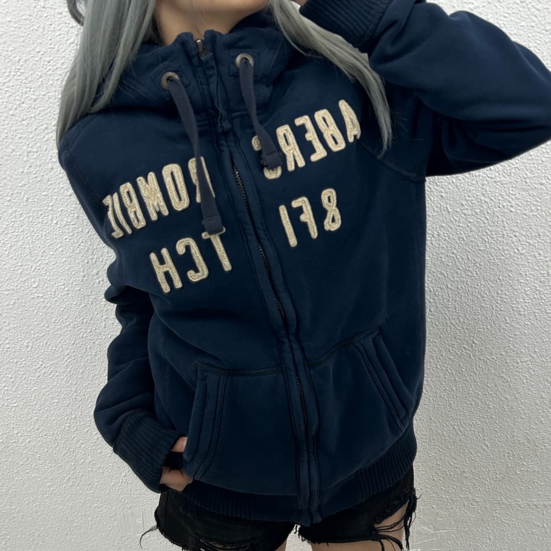 아베크롬비 네이비 울프죠 후드집업 M 상품이미지2