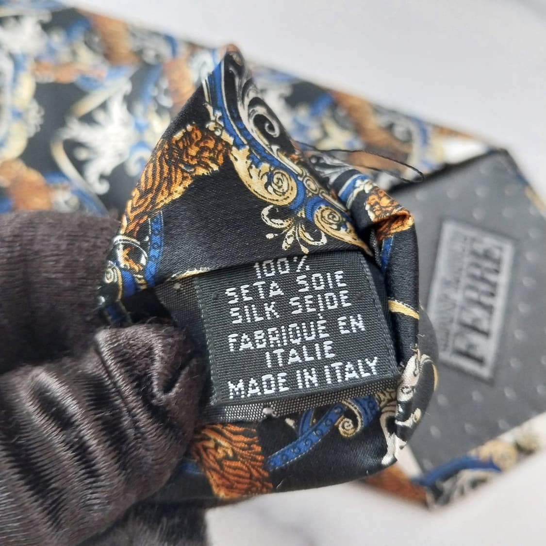 지안프랑코페레 실크 블랙 타이거 넥타이 9.5cm S~A+등급 K1835 상품이미지10