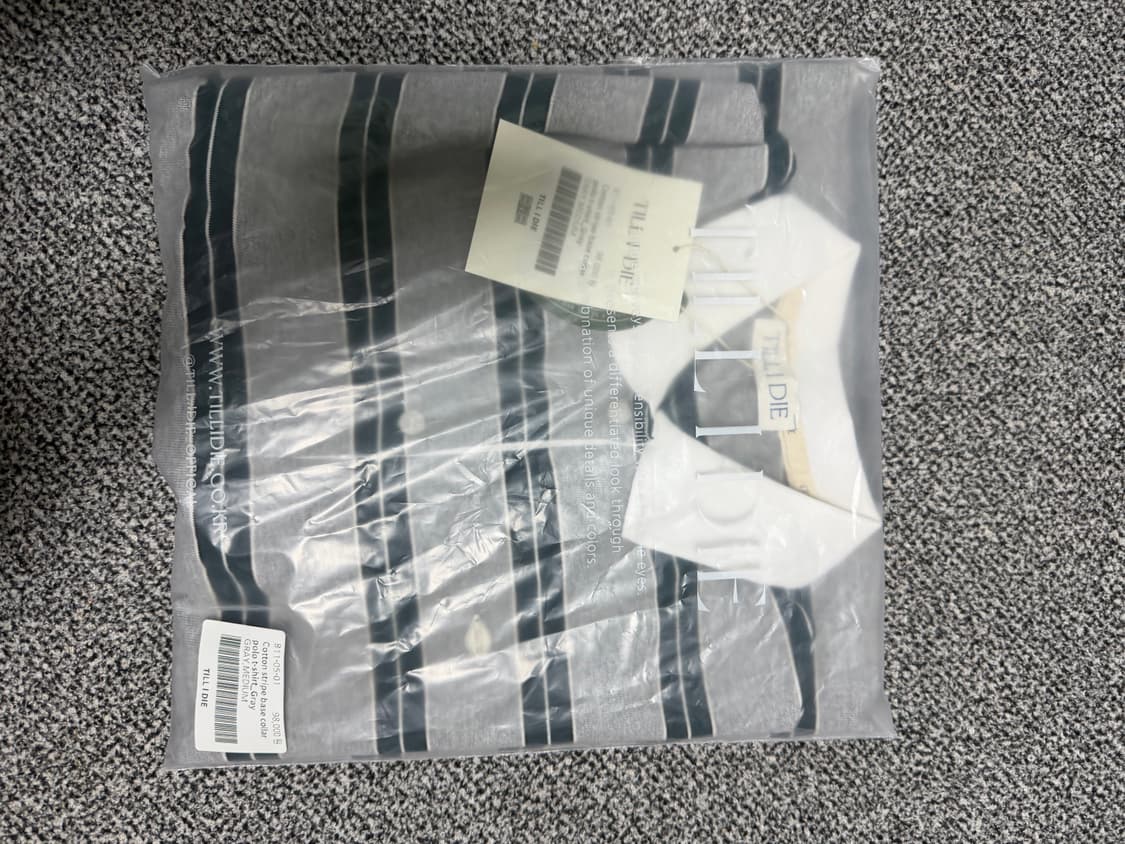 틸아이다이 스트라이프 카라 폴로 티셔츠 그레이 상품이미지2