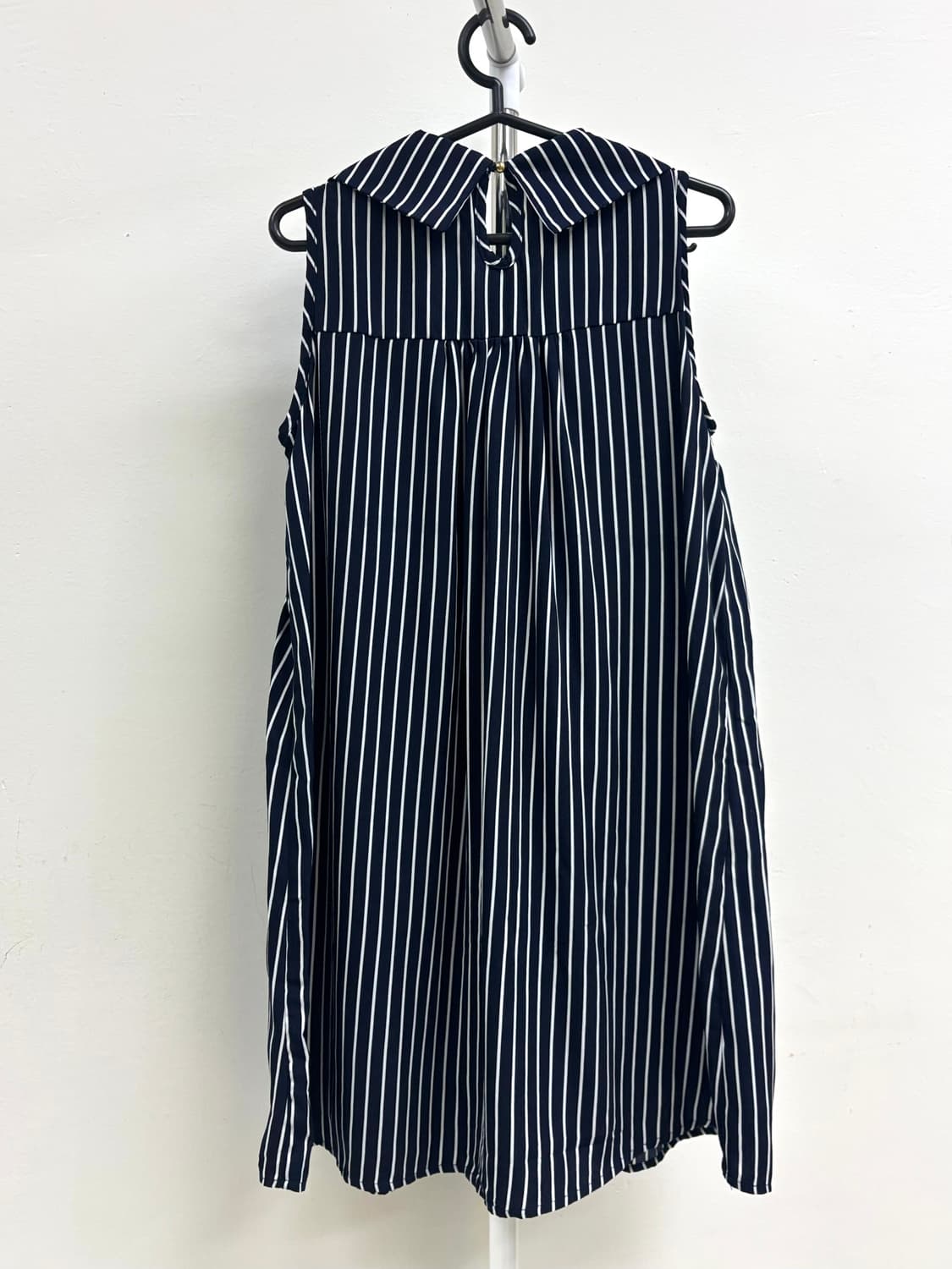 빈티지 네이비 스트라이프 슬리브리스 원피스 상품이미지6
