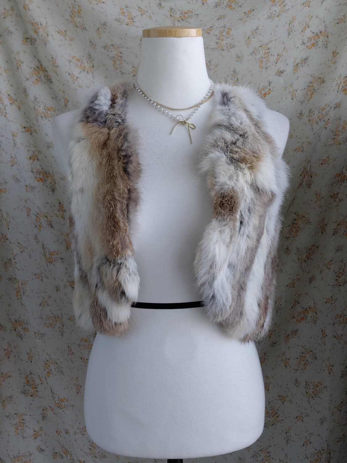 [일본빈티지] 토끼털 베스트 조끼 아이보리 브라운 상품이미지1