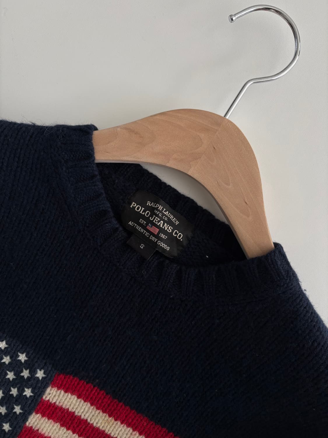 Polo 폴로 랄프로렌 진스 네이비 컬러 성조기 로고 니트 상품이미지6