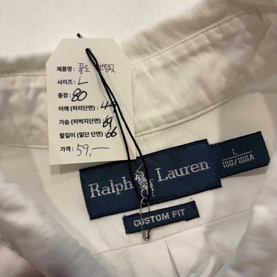 [L] 폴로 랄프로렌 커스텀핏 옥스포드 셔츠 화이트 D812 상품이미지5