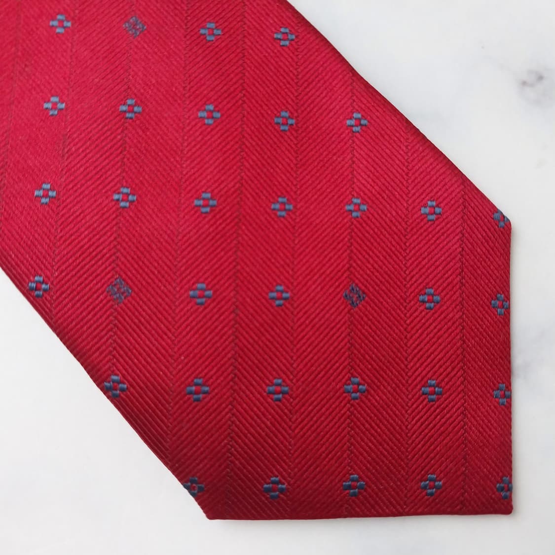 듀퐁 실크 레드 미니 패턴 넥타이 8.9cm A~A+등급 K2028 상품이미지6
