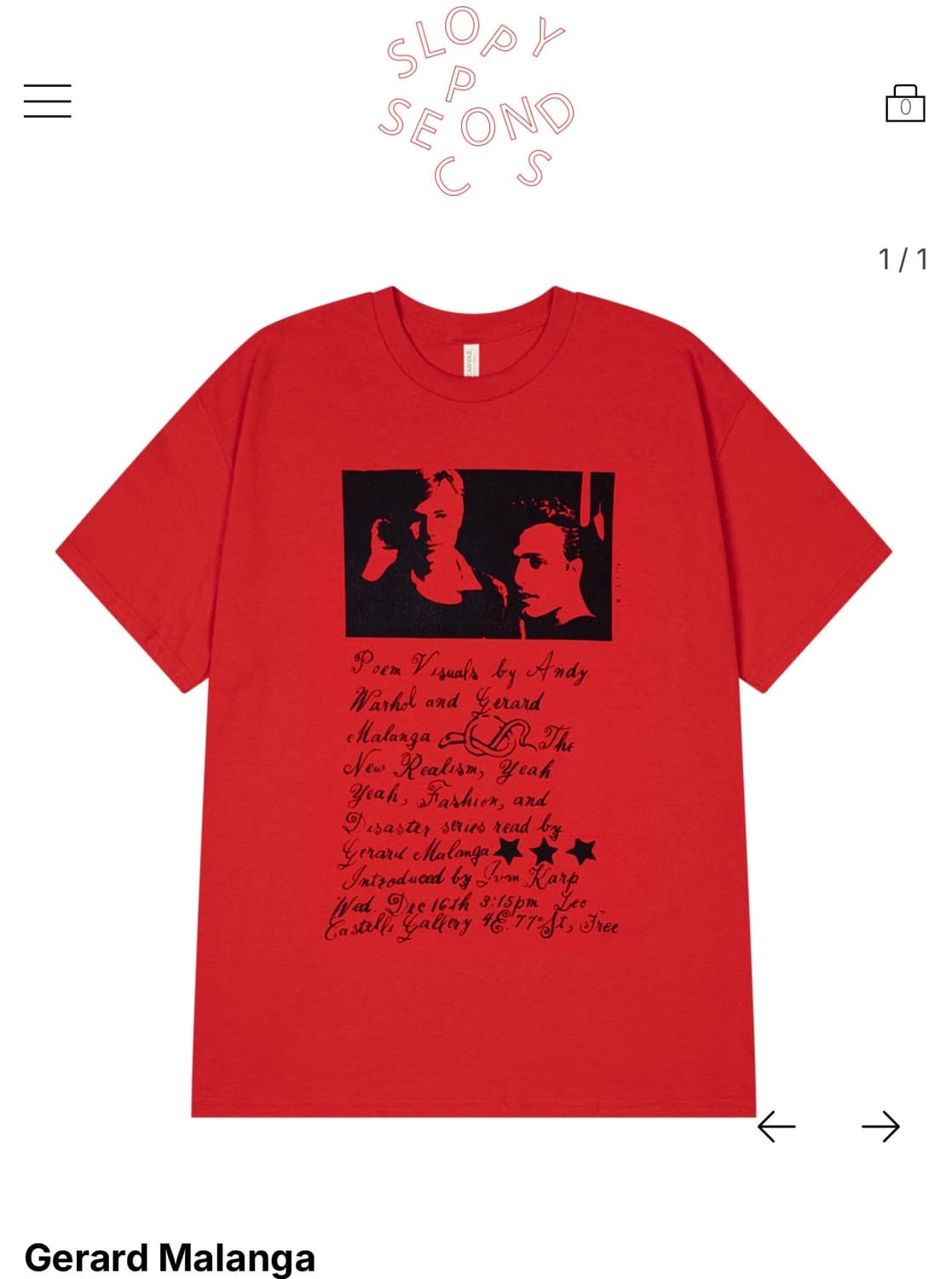 <택포> 슬로피세컨즈 Gerard Malanga M  상품이미지1